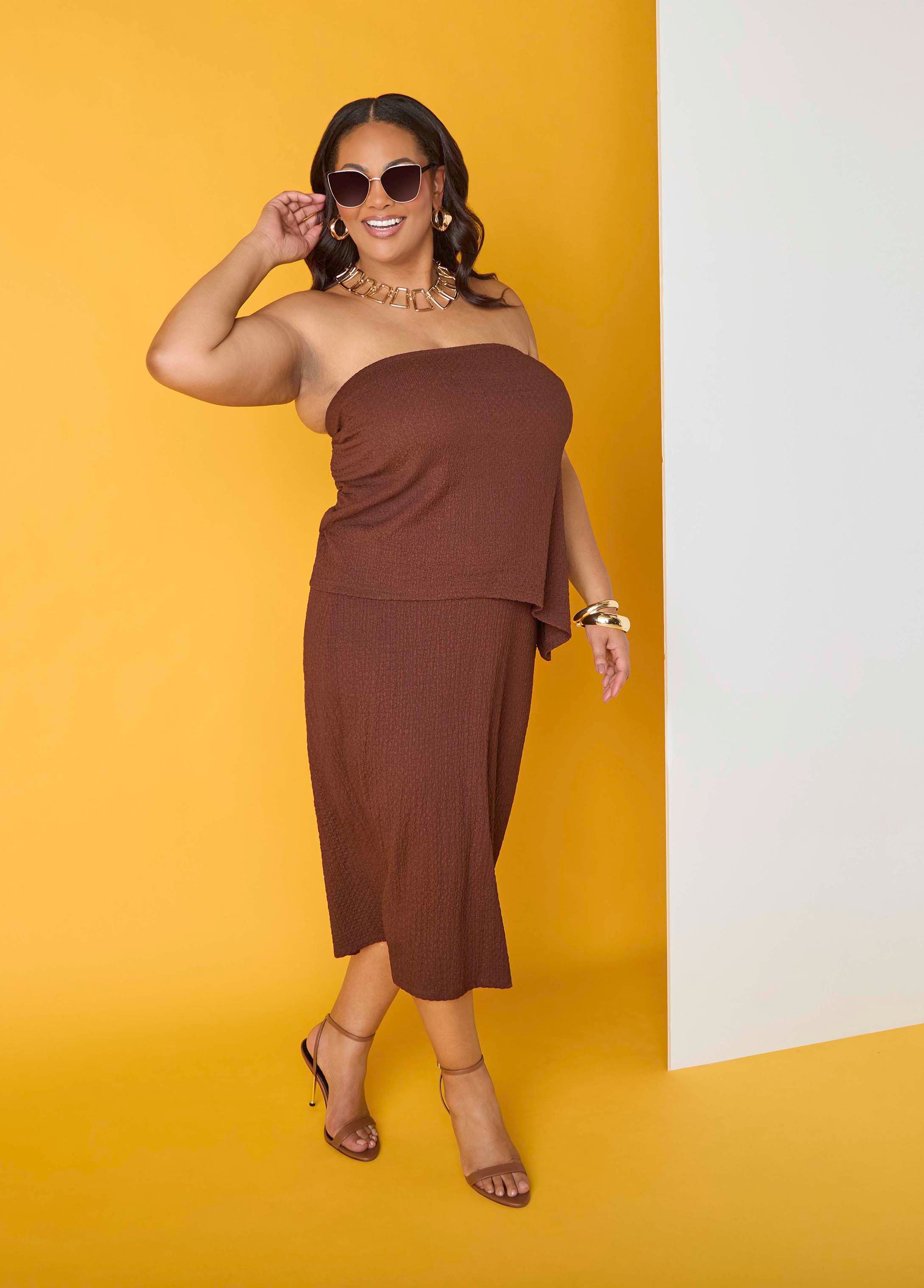 Plus Size Tube Top Sexy Trendy Summer Strapless Top Matching Set