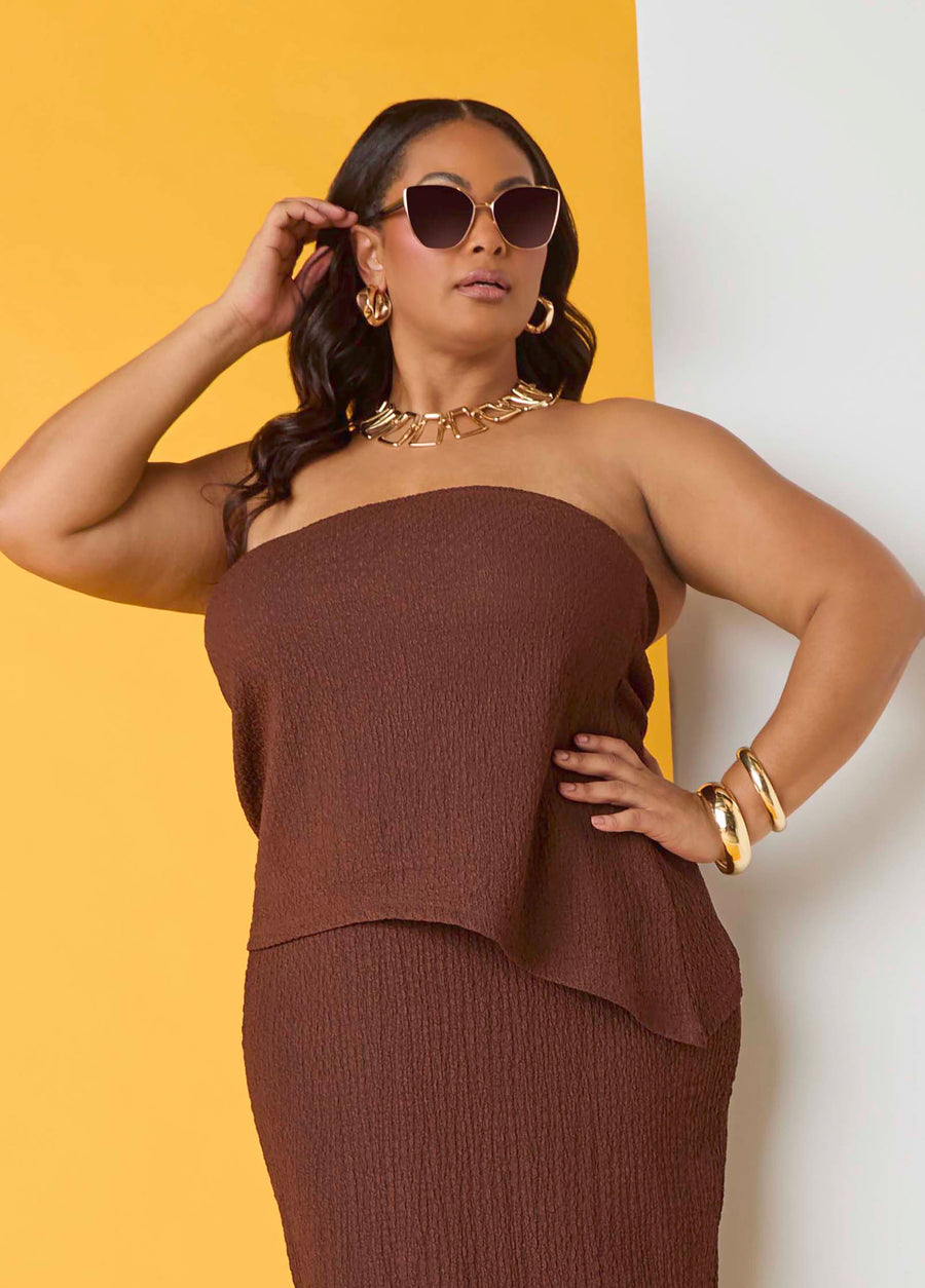 Plus Size Tube Top Sexy Trendy Summer Strapless Top Matching Set