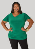 Asymmetric Neck Ruched Tee