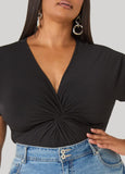 Knotted V Neck Top