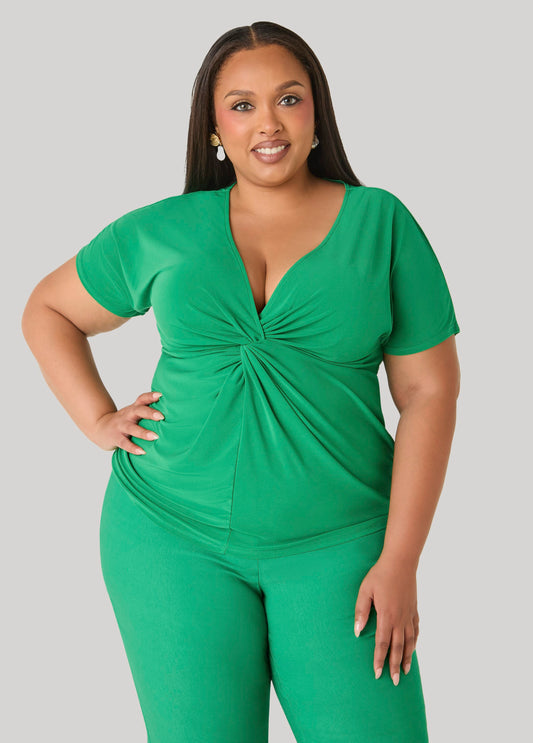 Knotted V Neck Top