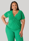 Knotted V Neck Top