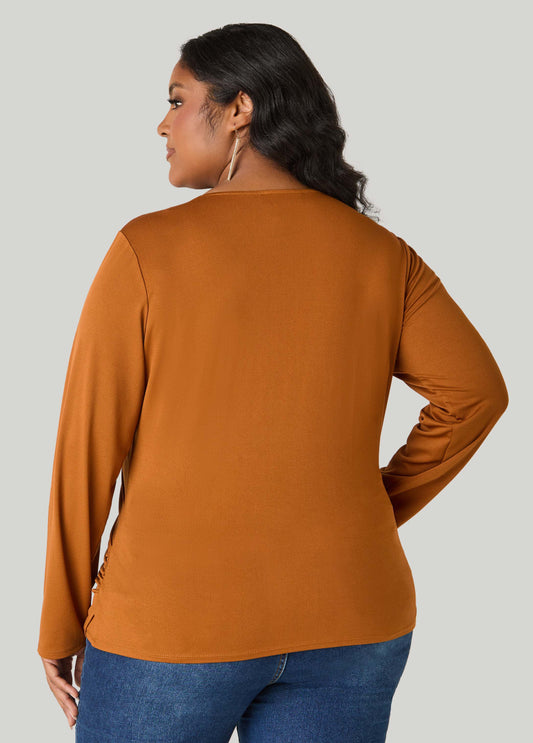 Pleated Faux Wrap Top
