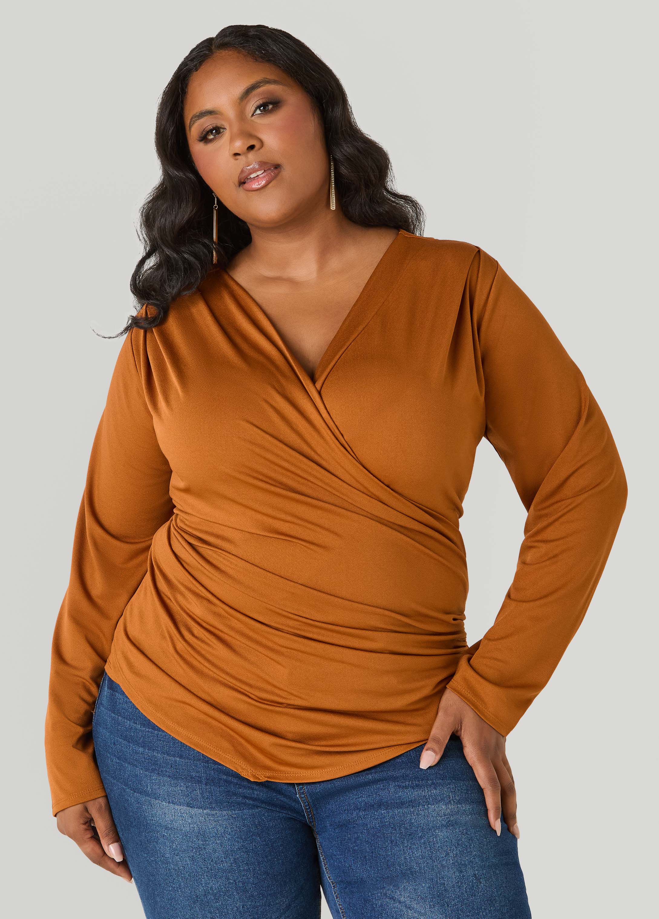 Pleated Faux Wrap Top