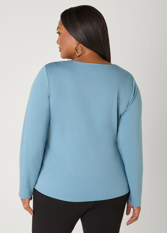 Gathered Textured Knit Top