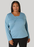 Gathered Textured Knit Top