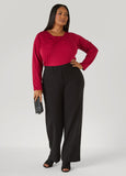 Gathered Textured Knit Top