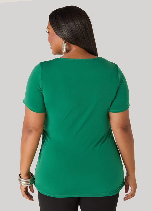 Ruched Stretch Knit Tee