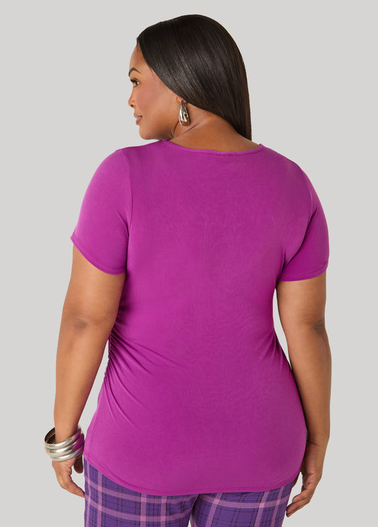 Ruched Stretch Knit Tee
