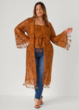 Fringed Floral Lace Duster