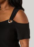 Grommet Cold Shoulder Top