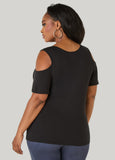 Grommet Cold Shoulder Top