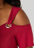 Grommet Cold Shoulder Top