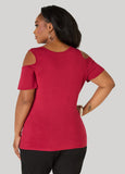 Grommet Cold Shoulder Top