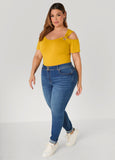 Grommet Cold Shoulder Top