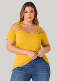 Grommet Cold Shoulder Top
