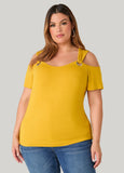 Grommet Cold Shoulder Top