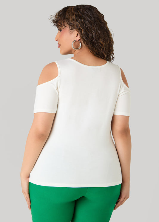 Grommet Cold Shoulder Top