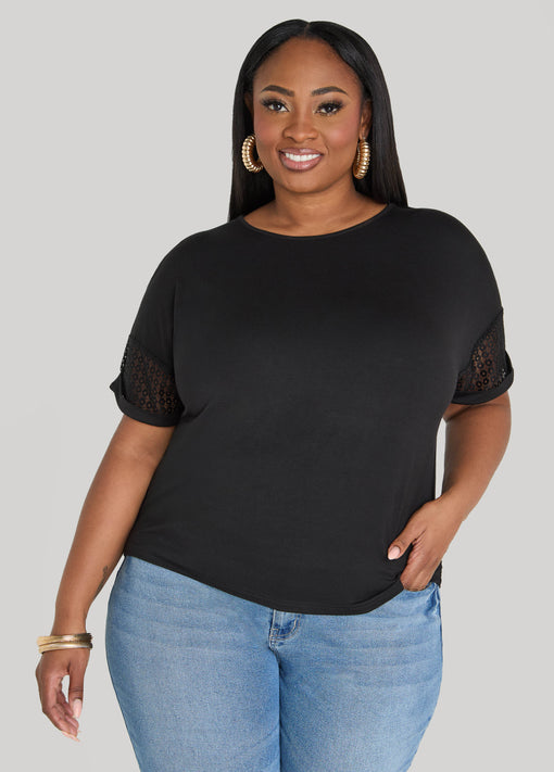 Crochet Paneled T Shirt