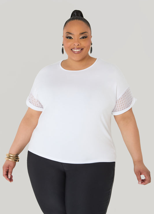 Crochet Paneled T Shirt