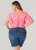 Ruched Mesh Bustier Top