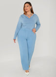 Draped Neck Stretch Knit Top