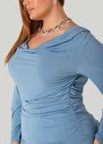 Draped Neck Stretch Knit Top