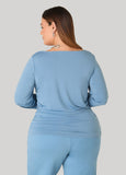 Draped Neck Stretch Knit Top