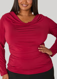 Draped Neck Stretch Knit Top