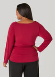 Draped Neck Stretch Knit Top