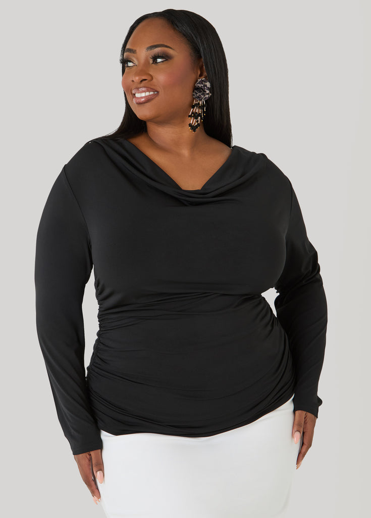 Cowl Neck Ruched Top – Ashley Stewart
