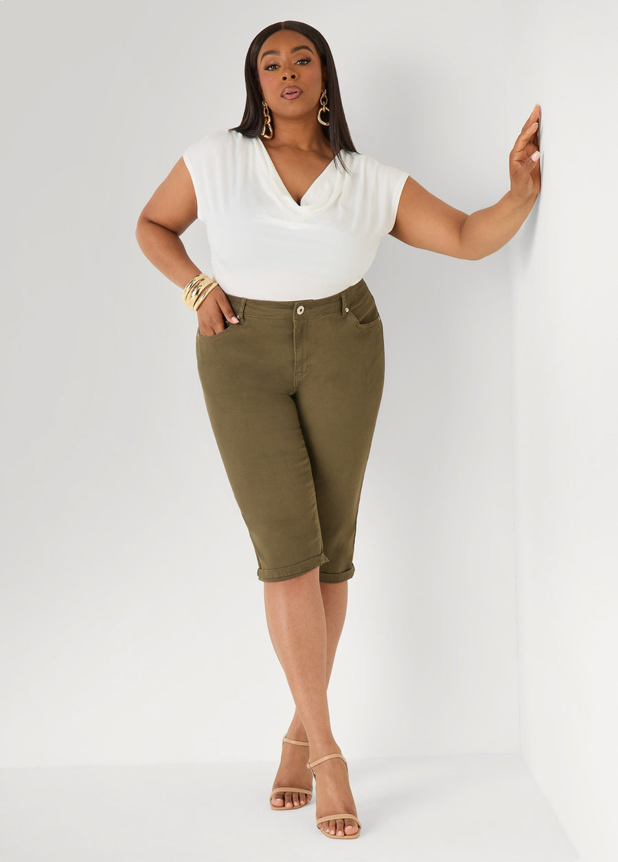 Plus Size Short Sleeve Top Cowl Neck Draped Knit Top Styles