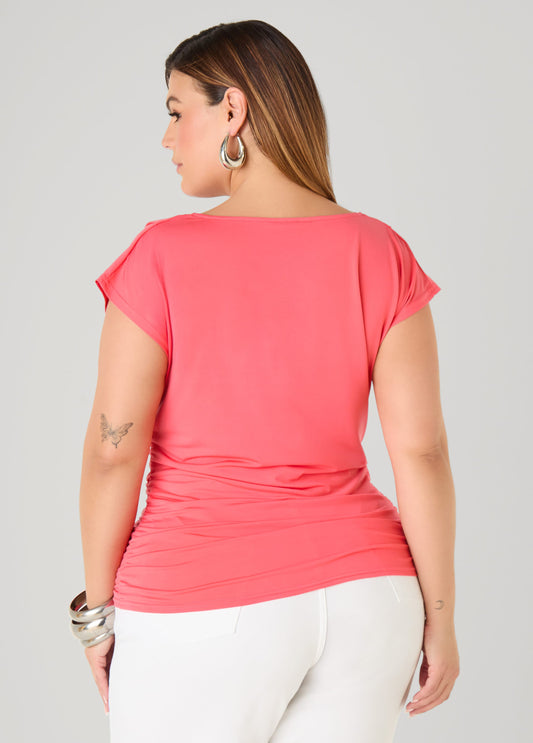 Cowl Neck Stretch Knit Top