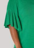 Ruffle Sleeve Stretch Knit Tee