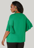 Ruffle Sleeve Stretch Knit Tee