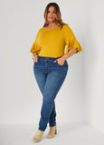 Ruffle Sleeve Stretch Knit Tee