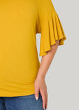 Ruffle Sleeve Stretch Knit Tee