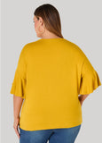 Ruffle Sleeve Stretch Knit Tee