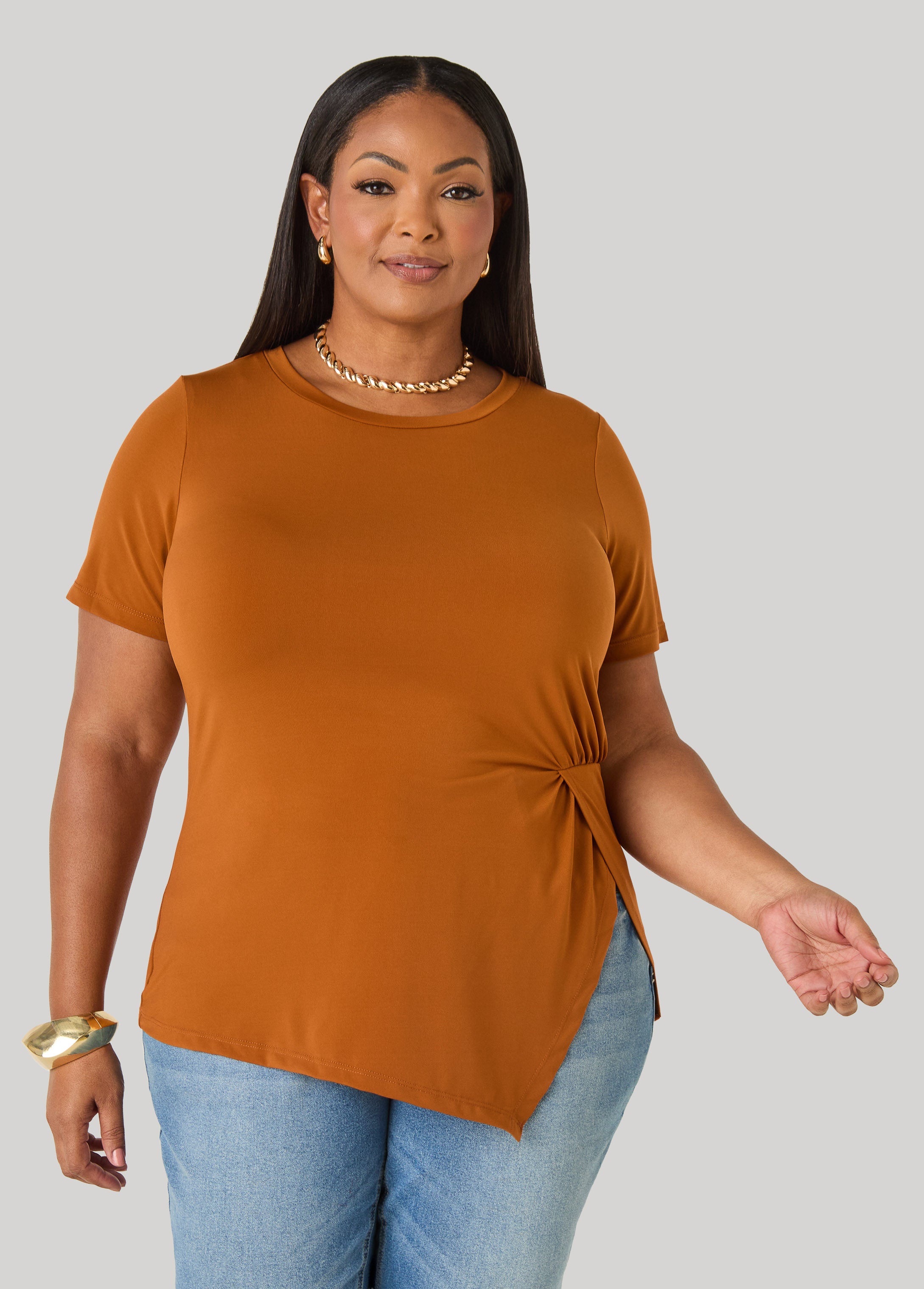 Split Side Stretch Knit Top