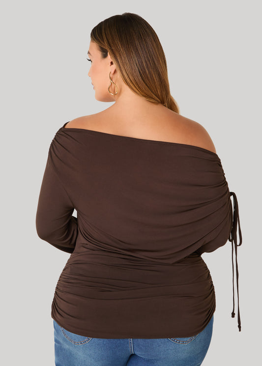 Ruched Boat Neck Tunic