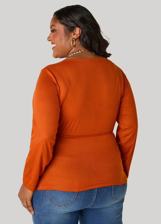 Ribbed Wrap Top
