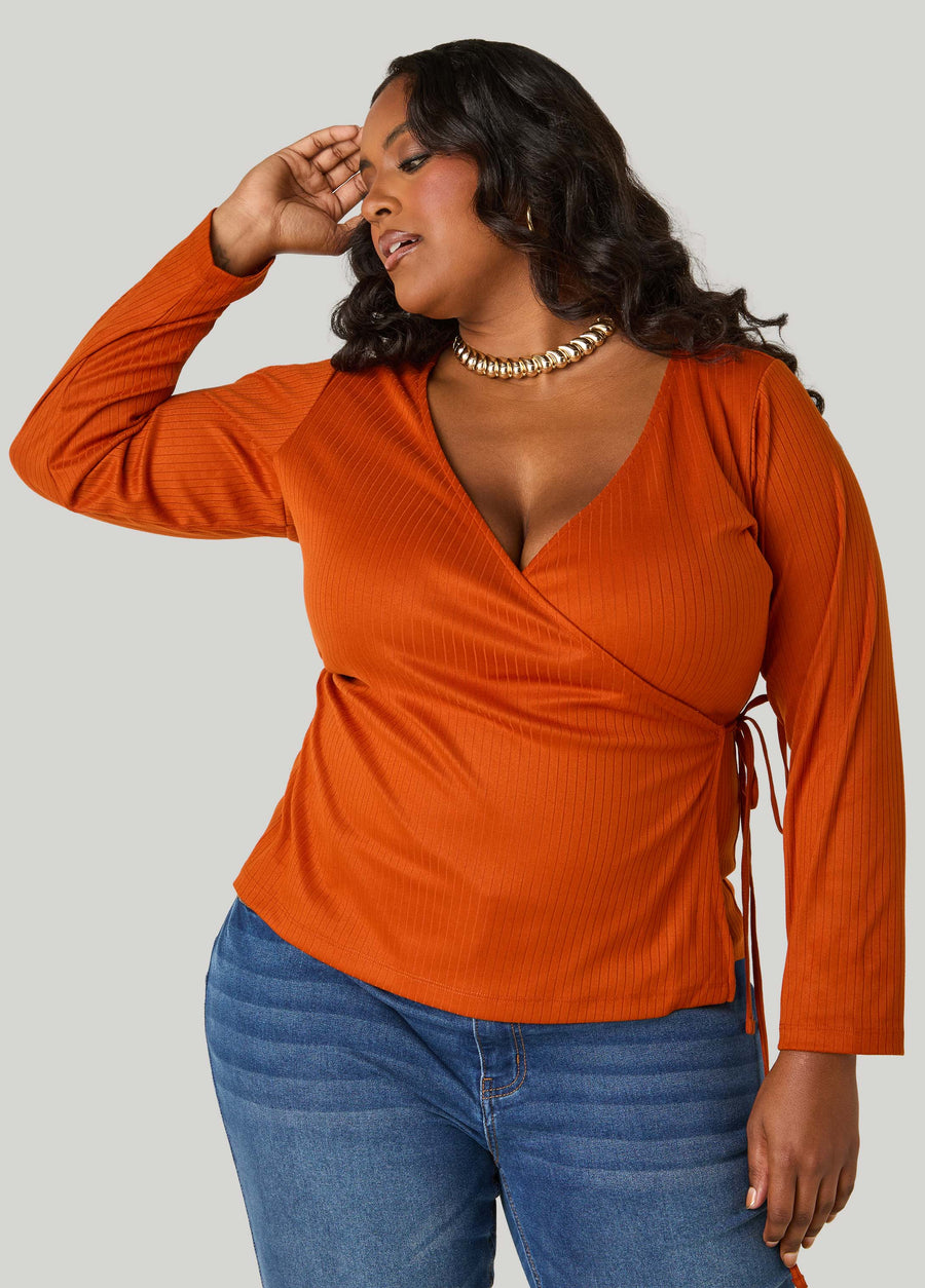 Ribbed Wrap Top