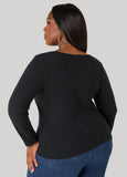 Gathered Snap Front Ribbed Top