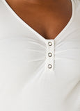 Gathered Snap Front Ribbed Top
