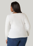 Gathered Snap Front Ribbed Top