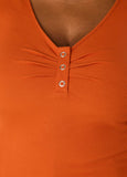Gathered Snap Front Ribbed Top