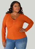 Gathered Snap Front Ribbed Top