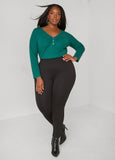 Gathered Snap Front Ribbed Top
