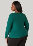 Gathered Snap Front Ribbed Top