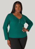 Gathered Snap Front Ribbed Top